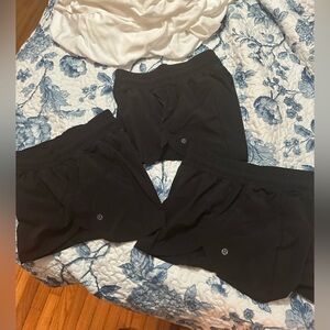 3 Black Pairs of Lululemon Track That High Rise Lined Short 3”